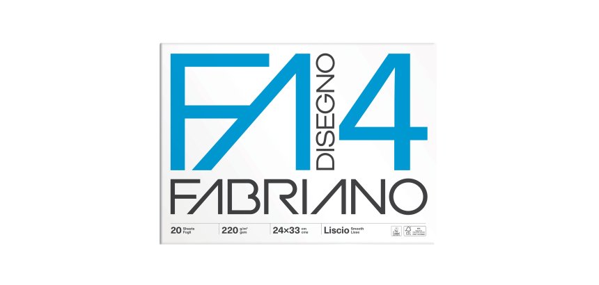 Album F4 - 24 x 33 cm - 20 fogli - 220 gr - liscio - Fabriano