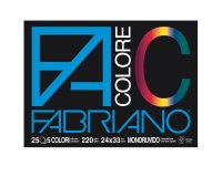 Blocco FaColore - 24x33cm - 25 fogli - 220gr - 5 colori - Fabriano