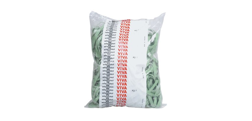 Elastici fettuccia - diametro 7 x 0,8 cm - 1 kg - gomma - verde - Viva