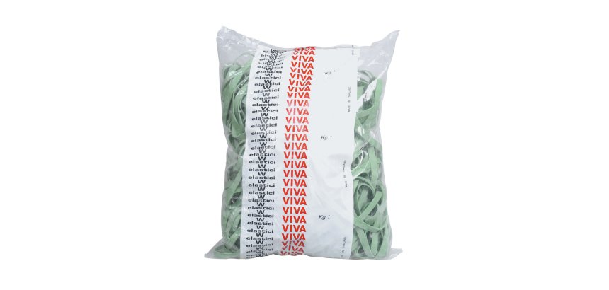 Elastici fettuccia - diametro 15 x 0,8 cm - 1 kg - gomma - verde - Viva