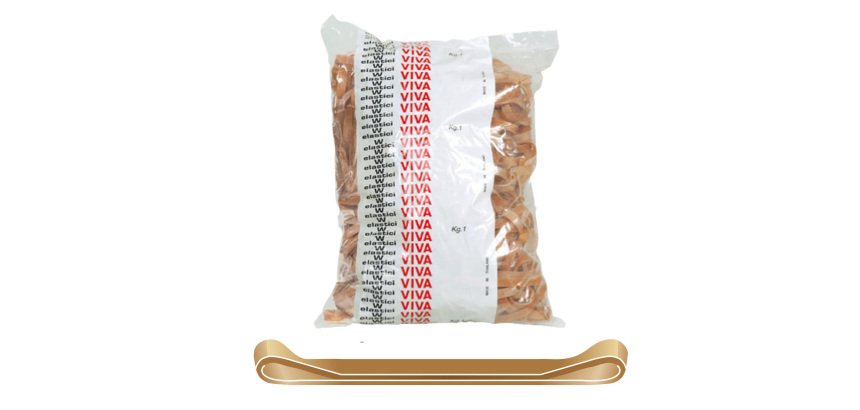 Elastici fettuccia - diametro 12 x 0,8 cm - 1 kg - caucciù - avana - Viva