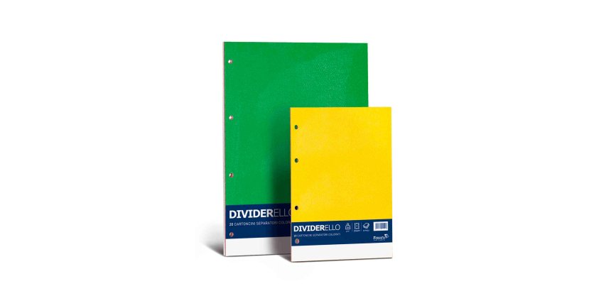 Separatore Dividerello - cartoncino colorato 220 gr - A4 - mix 5 colori - Favini - set da 10 fogli