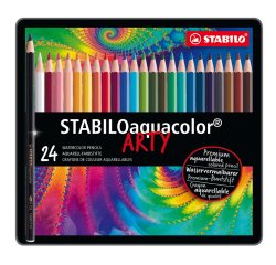 Pastello Aquacolor 1624 - tratto 2,80 mm - colori assortiti - Stabilo - astuccio 24 pezzi