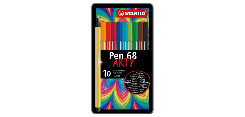 Pennarelli Pen 68 - colori assortiti - Stabilo - scatola in metallo 10 pezzi