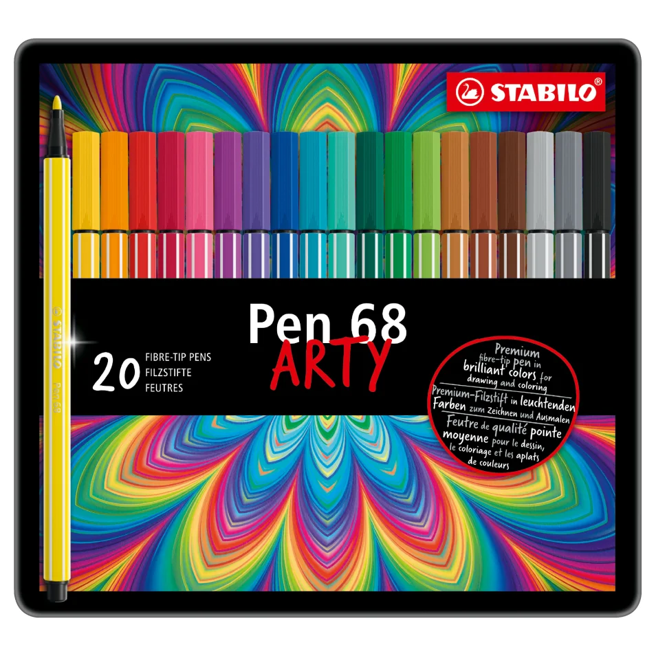 Pennarelli Pen 68 - colori assortiti - Stabilo - scatola in metallo 20  pezzi su