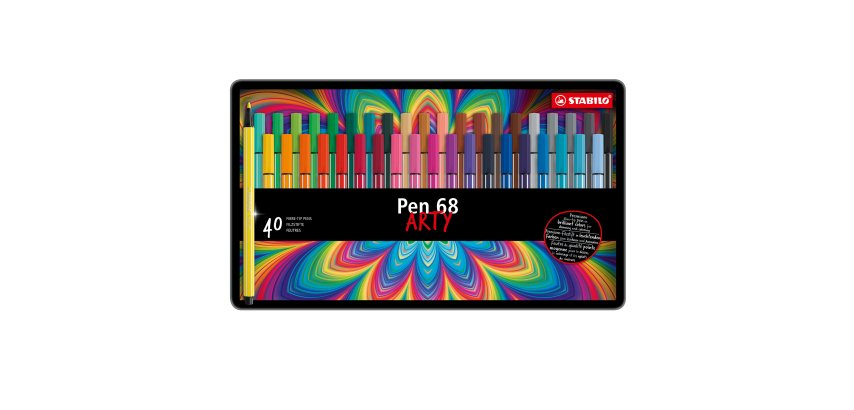 Pennarello Pen 68 - colori assortiti - Stabilo - scatola in metallo 40 pezzi