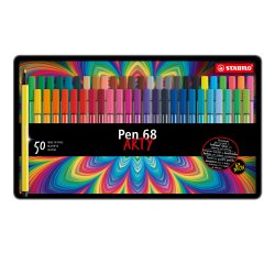 Pennarello Pen 68 - colori assortiti - Stabilo - scatola in metallo 50 pezzi