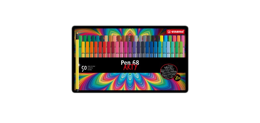 Pennarelli Pen 68 - colori assortiti - Stabilo - scatola in metallo 50 pezzi