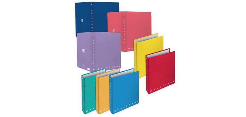 Raccoglitore Monocromo - A5 - 4 anelli tondi 25 mm - dorso 3 cm - colori assortiti - Pigna