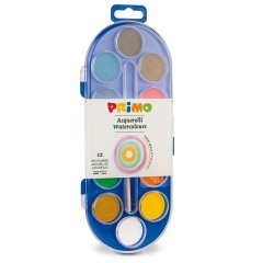 Pastiglie Acquerelli -  ø 30mm - colori assortiti - Primo - astuccio da 12 pastiglie