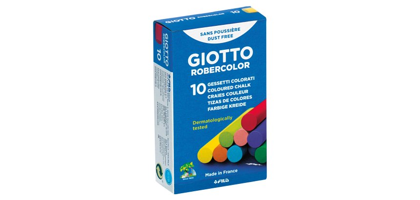 Gessetti Robercolor - lunghezza 80mm con diametro 10mm - colorati - Giotto - Scatola 10 gessetti tondi