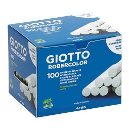 Gessetti Robercolor - lunghezza 80mm con diametro 10mm - bianco - Giotto - Scatola 100 gessetti tondi