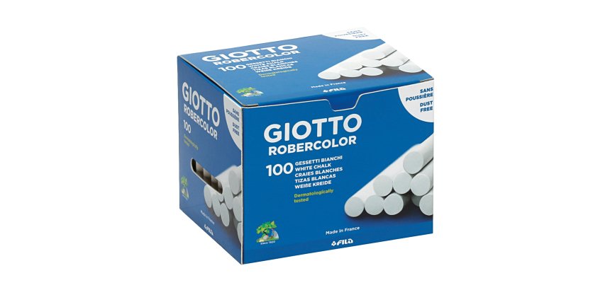 Gessetti Robercolor - lunghezza 80mm con diametro 10mm - bianco - Giotto - Scatola 100 gessetti tondi