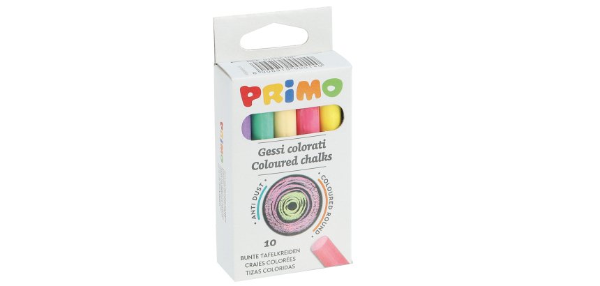 Gessetti tondi - ø 9x80 mm - colorati - Primo - Scatola 10 gessetti tondi
