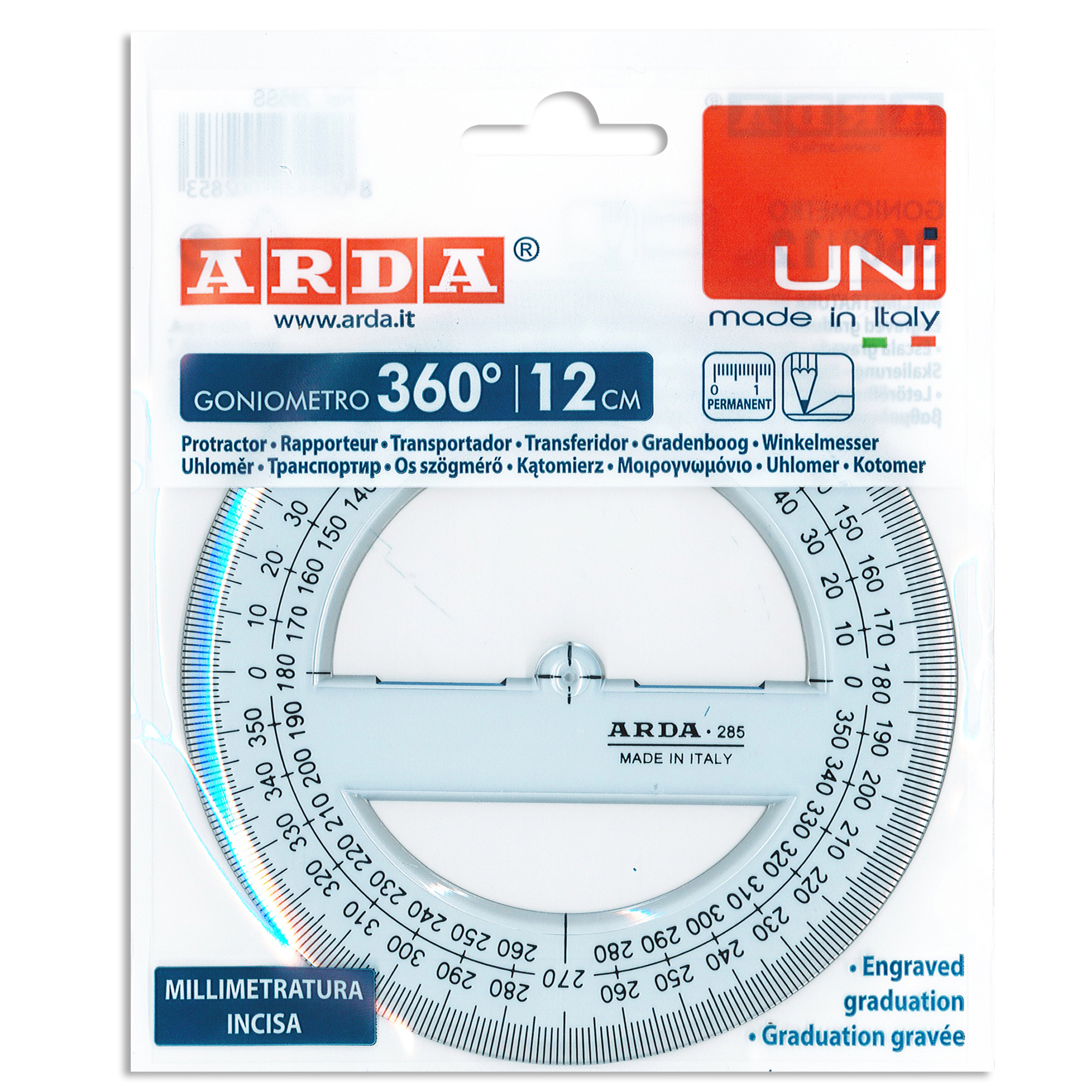 Goniometro Uni - 180gradi - 12cm - Arda