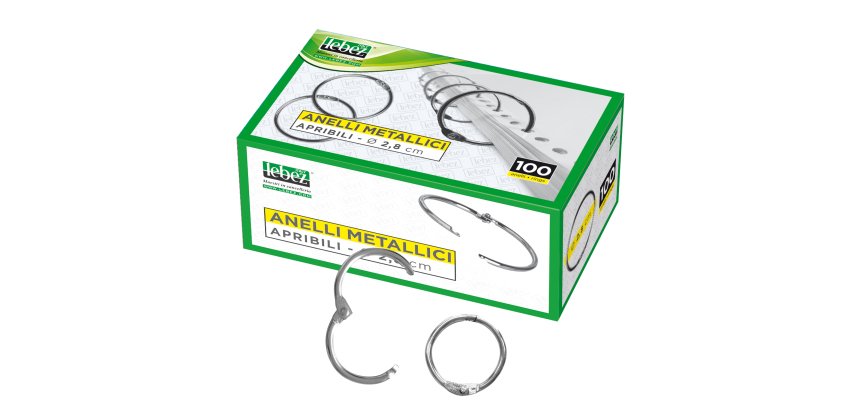 Anelli metallici - 2 cm - per rilegatura - Lebez - conf. 100 pezzi