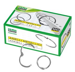 Anelli metallici - 3,5 cm - per rilegatura - Lebez - conf. 100 pezzi