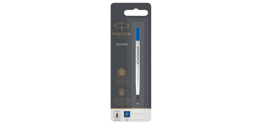 Refill roller Quink standard - punta fine  - metallo - blu - Parker