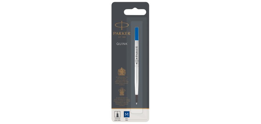 Refill roller Quink standard - punta media - metallo - blu - Parker