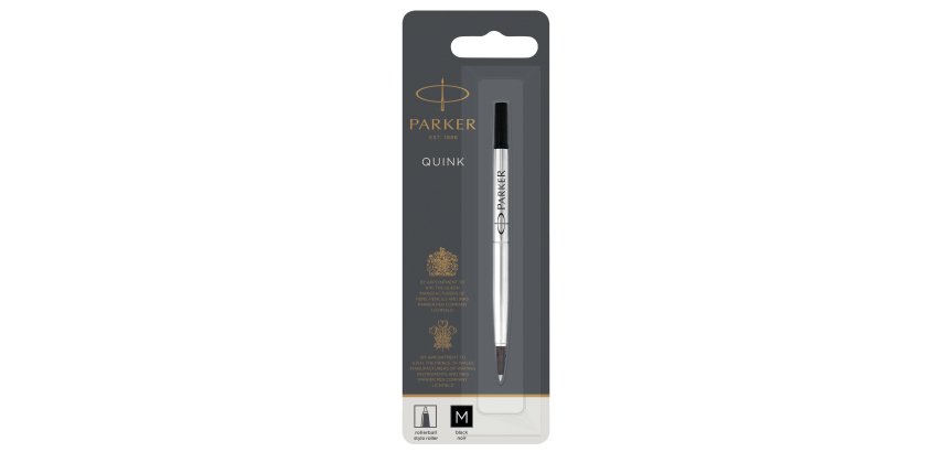 Refill roller Quink standard - punta media - metallo - nero - Parker