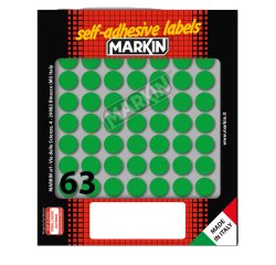 Etichette adesive tonde - in carta - permanenti - diametro 14 mm - 63 et/fg - 10 fogli - verde - Markin