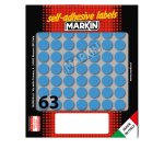 Etichette adesive tonde - in carta - permanenti - diametro 14 mm - 63 et/fg - 10 fogli - blu - Markin