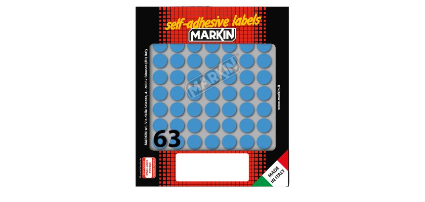 Etichette adesive tonde - in carta - permanenti - diametro 14 mm - 63 et/fg - 10 fogli - blu - Markin