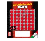 Etichette adesive tonde - in carta - permanenti - diametro 14 mm - 63 et/fg - 10 fogli - rosso - Markin