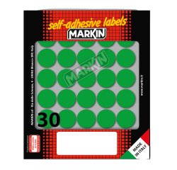 Etichette adesive tonde - in carta - permanenti - diametro 22 mm - 30 et/fg - 10 fogli - verde - Markin