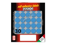 Etichette adesive tonde - in carta - permanenti - diametro 22 mm - 30 et/fg - 10 fogli - blu - Markin