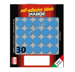 Etichette adesive tonde - in carta - permanenti - diametro 22 mm - 30 et/fg - 10 fogli - blu - Markin