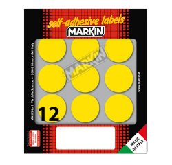 Etichette adesive tonde - in carta - permanenti - diametro 34 mm - 12 et/fg - 10 fogli - giallo - Markin