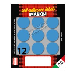 Etichette adesive tonde - in carta - permanenti - diametro 34 mm - 12 et/fg - 10 fogli - blu - Markin