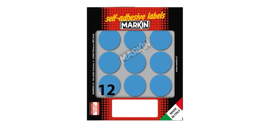 Etichette adesive tonde - in carta - permanenti - diametro 34 mm - 12 et/fg - 10 fogli - blu - Markin