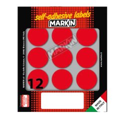 Etichette adesive tonde - in carta - permanenti - diametro 34 mm - 12 et/fg - 10 fogli - rosso - Markin