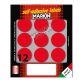 Etichette adesive tonde - in carta - permanenti - diametro 34 mm - 12 et/fg - 10 fogli - rosso - Markin