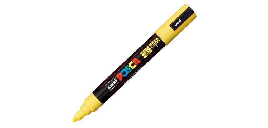 Marcatore a base d'acqua Uni Posca PC5M - punta  tonda media da 1,8mm a 2,5mm - giallo - Uni Mitsubishi