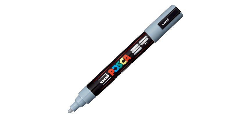 Marcatore a base d'acqua Uni Posca PC5M  - punta tonda media da 1,8mm a 2,5mm - grigio - Uni Mitsubishi
