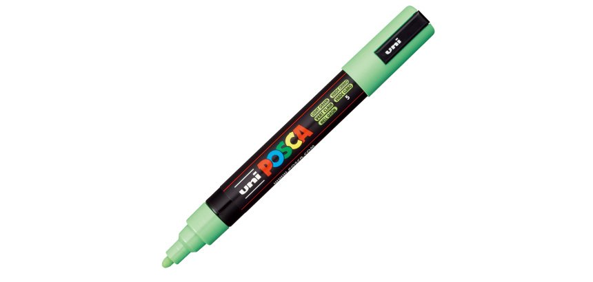Marcatore a base d'acqua Uni Posca PC5M  - punta  tonda media da 1,8mm a 2,5mm - verde chiaro - Uni Mitsubishi