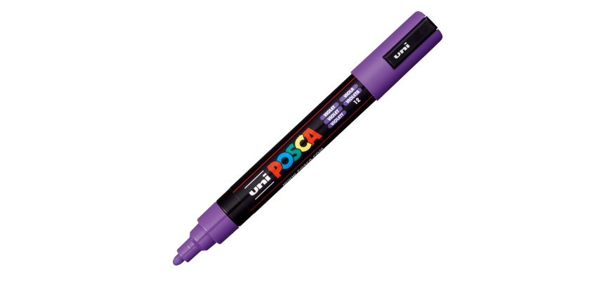 Marcatore a base d'acqua Uni Posca PC5M  - punta  tonda media da 1,8mm a 2,5mm - viola - Uni Mitsubishi
