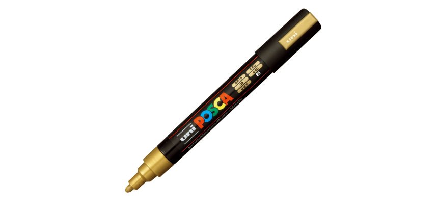 Marcatore a base d'acqua Uni Posca PC5M  - punta  tonda media da 1,8mm a 2,5mm - oro - Uni Mitsubishi