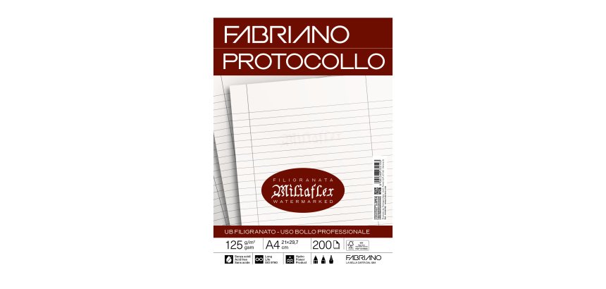 Foglio protocollo - A4 - uso bollo - 125 gr - Fabriano - conf. 200 pezzi