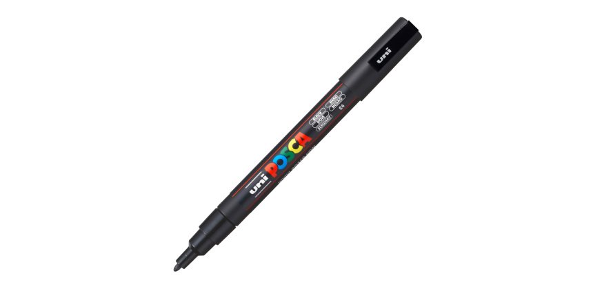 Marcatore a base d'acqua Uni Posca PC3M  - punta fine da 0,9mm a 1,3mm - nero - Uni Mitsubishi