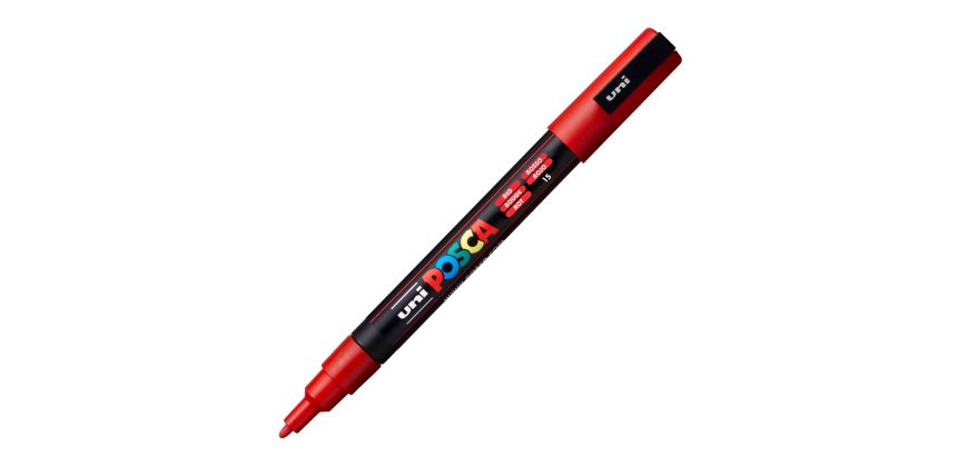 Marcatore a base d'acqua Uni Posca PC3M  - punta fine da 0,9mm a 1,3mm - rosso - Uni Mitsubishi