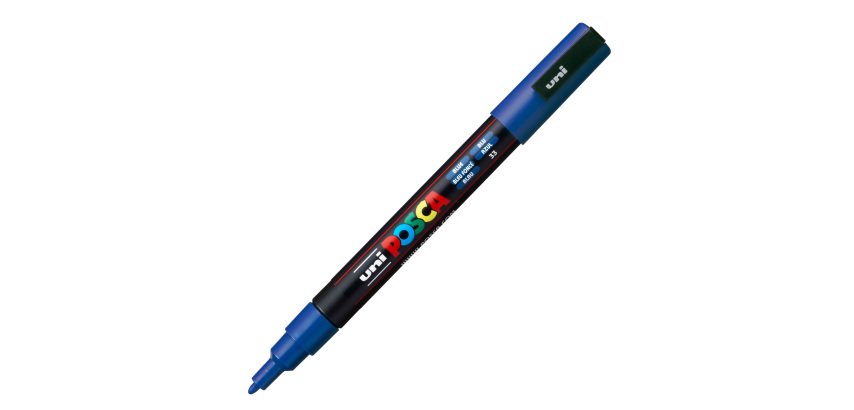 Marcatore a base d'acqua Uni Posca PC3M - punta fine da 0,9mm a 1,3mm - blu - Uni Mitsubishi
