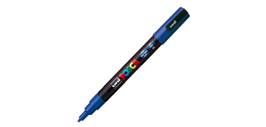 Marcatore a base d'acqua Uni Posca PC3M - punta fine da 0,9mm a 1,3mm - blu - Uni Mitsubishi