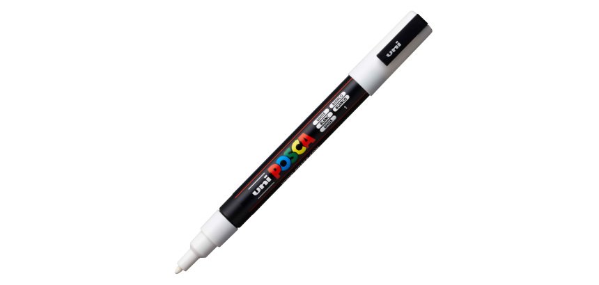 Marcatore a base d'acqua Uni Posca PC3M  - punta fine da 0,9mm a 1,3mm - bianco - Uni Mitsubishi