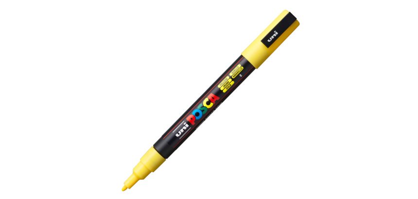 Marcatore a base d'acqua Uni Posca PC3M  - punta fine da 0,9mm a 1,3mm - giallo - Uni Mitsubishi