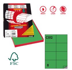Etichette adesive C/512 - in carta - permanenti - 105 x 74,25 mm - 8 et/fg - 100 fogli - verde - Markin