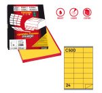 Etichette adesive C/500 - in carta - permanenti - 70 x 36 mm - 24 et/fg - 100 fogli - giallo - Markin
